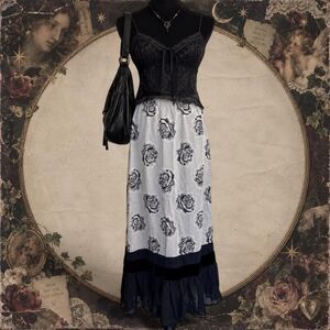 Vintage Marrika Nakk Floral Long Skirt Maxi Whimsigoth Size Large